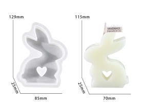 Molde silicona conejito costado corazon